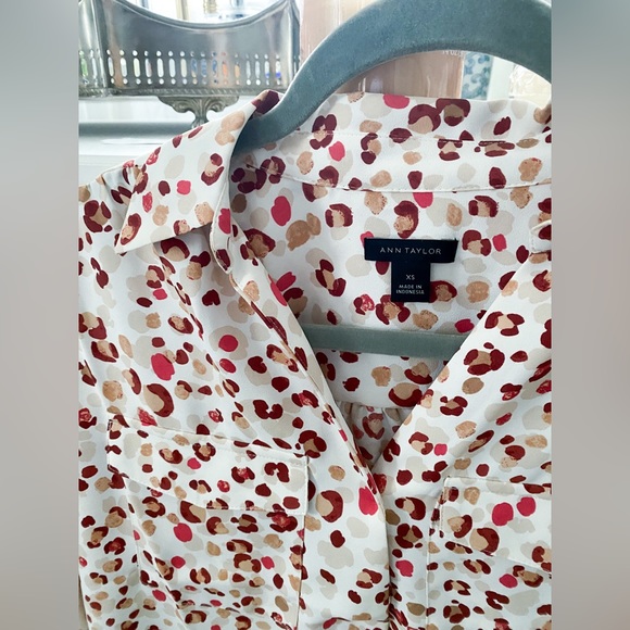 NWOT Red and Ivory Animal Print Blouse- Silk Feel - Picture 2 of 2